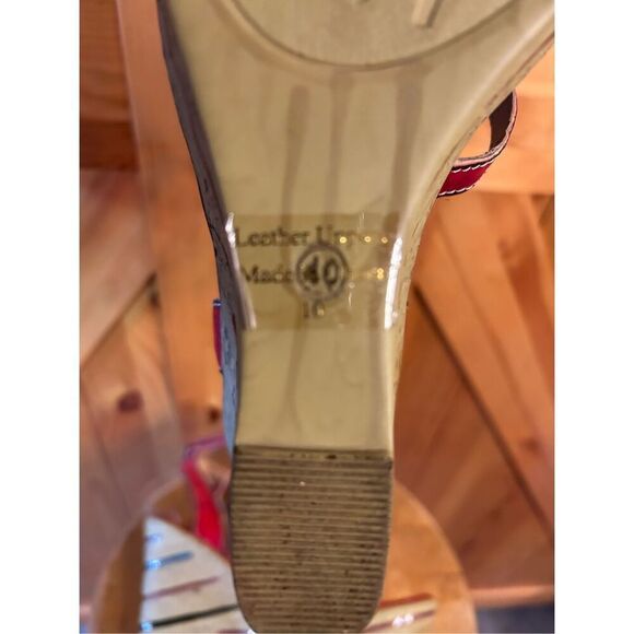 ELITE by Corkys Wedge Sandals Leather Red Size 10 - Picture 8 of 8